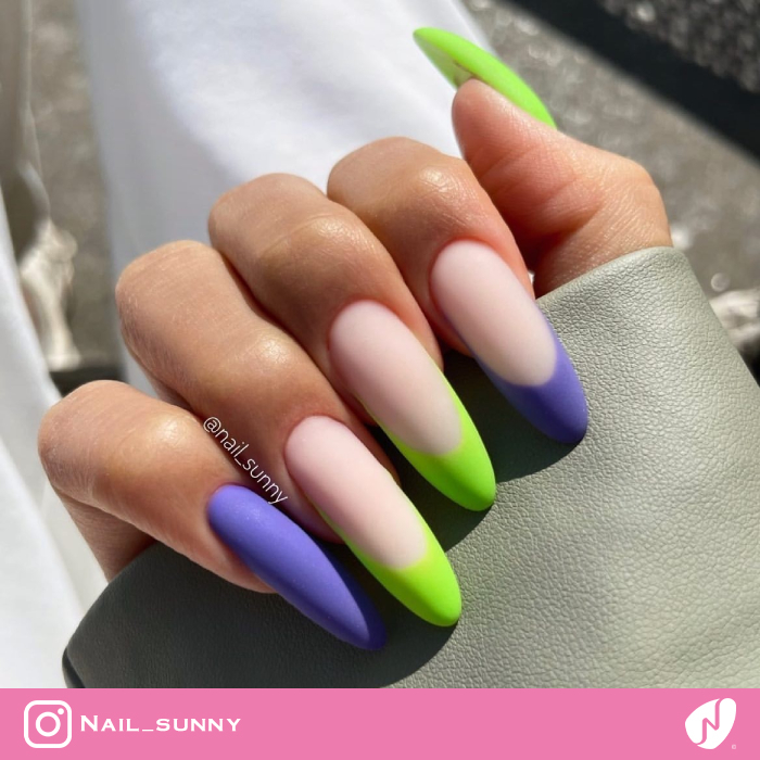 Neon Color French Nails